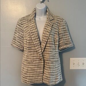 Susan Graver Black and Cream Tweed Blazer